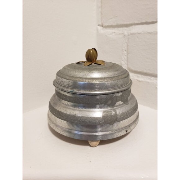 Musical Bell Powder Puff Box Vintage Metal Music Maker Vanity Decor - Picture 7 of 10